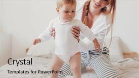  Presentation with loving mom - Theme enhanced with stay home mother - portrait of beautiful loving mom background and a mint green colored foreground