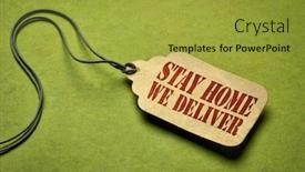  Presentation with conscious - PPT theme with stay-home-we-deliver background and a gold colored foreground