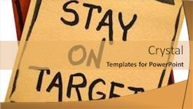  Presentation with black ink - Slides enhanced with stay on target - handwriting in black ink on an isolated sticky note background and a yellow colored foreground