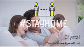  Presentation with social distancing - Audience pleasing presentation theme consisting of stay-safe-text-and-illustration backdrop and a light blue colored foreground