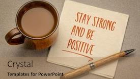  Presentation with personal development - PPT layouts enhanced with stay-strong-and-be-positive background and a coral colored foreground