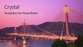  Presentation with hong kong china - Audience pleasing PPT layouts consisting of stayed bridge in hong kong backdrop and a lavender colored foreground