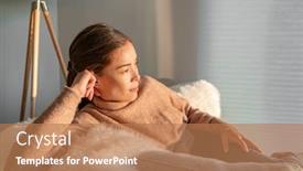  Presentation with sensuality woman black angel relaxing - PPT theme featuring staying-home-asian-woman-relaxing background and a coral colored foreground