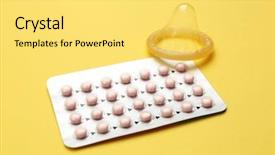  Presentation with contraceptive - Beautiful slides featuring std - blister with contraceptive pills backdrop and a yellow colored foreground