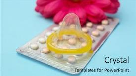  Presentation with contraception - Amazing theme having std - contraception concept pills condom backdrop and a arctic colored foreground