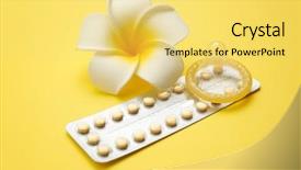  Presentation with contraceptive - Theme featuring std - contraceptive pills condom and flower background and a yellow colored foreground