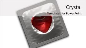  Presentation with condom - Presentation theme with std - silver condom on white background and a light gray colored foreground