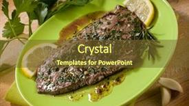  Presentation with beef meat soup stew - Colorful slide set enhanced with steacker - beef steack with garlic backdrop and a  colored foreground