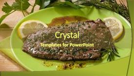  Presentation with garlic - PPT theme having steacker - beef steack with garlic background and a  colored foreground
