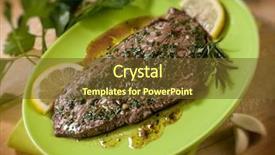  Presentation with beef meat soup stew - Beautiful PPT layouts featuring steacker - beef steack with garlic backdrop and a  colored foreground