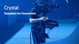  Presentation with shooting - Audience pleasing slide deck consisting of steadicam man working backdrop and a ocean colored foreground