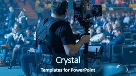  Presentation with shooting - PPT theme featuring steadicam man working background and a ocean colored foreground