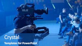  Presentation with shooting - Cool new PPT theme with steadicam man working backdrop and a teal colored foreground
