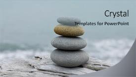  Presentation with balanced stones - Slide deck enhanced with steady - stones stacked on top background and a light blue colored foreground