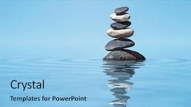  Presentation with balanced stones - Audience pleasing presentation theme consisting of steady - zen meditation relaxation peacefulness peace backdrop and a light blue colored foreground