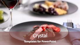  Presentation with appetizers - Presentation theme having steak and appetizers with wine background and a  colored foreground