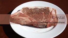  Presentation with bone - Presentation theme consisting of steak-beef-stake-fresh-raw background and a coral colored foreground
