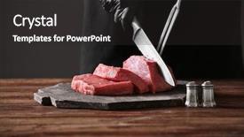  Presentation with butcher - Amazing slide deck having steak cuts - butcher cutting pork meat backdrop and a  colored foreground