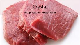  Presentation with raw meat - Presentation theme having steak cuts - raw meat on a white background and a coral colored foreground