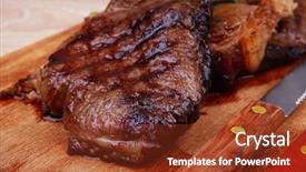  Presentation with meat beef - Amazing PPT theme having steak dinner - bbq beef meat fillet backdrop and a  colored foreground