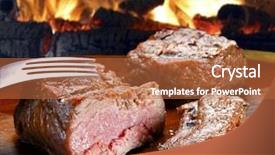  Presentation with bbq - Presentation design featuring steak dinner - bbq background and a red colored foreground