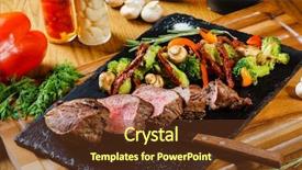  Presentation with grilled - Presentation theme having steak dinner - grilled meat background and a tawny brown colored foreground