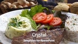  Presentation with biology rice - PPT theme enhanced with steak dinner - picanha potato with rice background and a tawny brown colored foreground