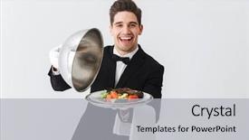  Presentation with banquet - Amazing theme having formal banquet - portrait of a handsome young backdrop and a light gray colored foreground