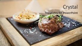  Presentation with couscous - Amazing presentation design having steak fillet of lamb served with couscous backdrop and a lemonade colored foreground