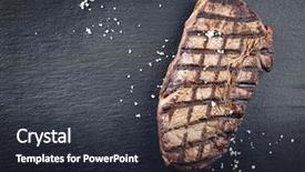  Presentation with grilled - Beautiful PPT theme featuring steak food - grilled entrecote backdrop and a wine colored foreground