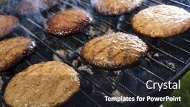  Presentation with grilling - Beautiful PPT layouts featuring steak-grilling-at-summer-weekend backdrop and a dark gray colored foreground