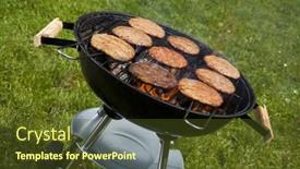  Presentation with grilling - Amazing presentation theme having steak grilling at summer weekend backdrop and a tawny brown colored foreground