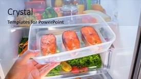  Presentation with refrigerator - Cool new presentation with steak in the open refrigerator backdrop and a light blue colored foreground