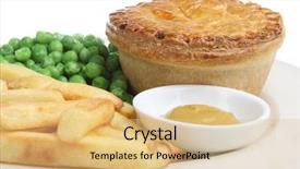  Presentation with peas - Audience pleasing PPT theme consisting of steak-pie-with-chips-peas backdrop and a coral colored foreground