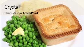  Presentation with peas - Slides having steak pie with peas and mashed potato background and a blonde colored foreground