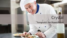  Presentation with professional analog audio - Amazing presentation design having steak restaurant - professional chef garnishing a dish backdrop and a light gray colored foreground