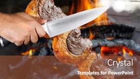  Presentation with steak - Slides having steak-rotisserie-at-the-steakhouse background and a red colored foreground