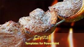  Presentation with steak - Slide deck featuring steak-rotisserie-at-the-steakhouse background and a tawny brown colored foreground