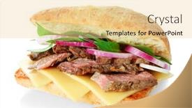  Presentation with sandwich - PPT theme enhanced with steak sandwich on white background background and a blonde colored foreground