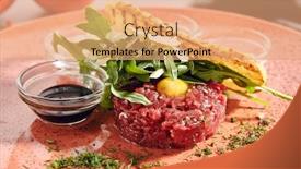  Presentation with ground beef - Beautiful slides featuring steak-tartare-made-from-raw backdrop and a coral colored foreground