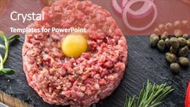  Presentation with agriculture animal quail - Beautiful PPT theme featuring steak tartare served with raw backdrop and a  colored foreground