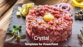  Presentation with quail - Amazing PPT layouts having steak tartare served with raw backdrop and a tawny brown colored foreground