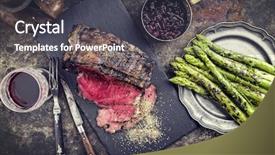  Presentation with sheet metal - Cool new presentation with steak wine - barbecue dry aged rib backdrop and a dark gray colored foreground