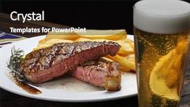  Presentation with steak - Audience pleasing slide set consisting of steak with fries and beer backdrop and a black colored foreground
