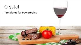  Presentation with corn - Colorful slide set enhanced with steak with grilled corn tomato backdrop and a white colored foreground