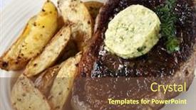  Presentation with wedges - Cool new PPT theme with steak-with-herbed-butter backdrop and a tawny brown colored foreground