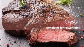  Presentation with steak - Presentation theme featuring february - gift box with chocolate heart background and a dark gray colored foreground.