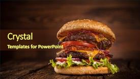 Presentation with hamburger - Amazing PPT theme having burger restaurant - fresh home-made hamburger served backdrop and a tawny brown colored foreground