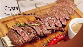  Presentation with restaurant menu - Cool new slides with best house - gourmet grill restaurant beef steak backdrop and a coral colored foreground