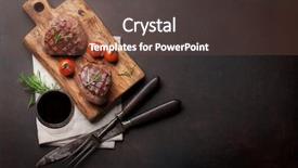  Presentation with steaks - Presentation design featuring steakhouse - grilled fillet steaks on cutting background and a tawny brown colored foreground